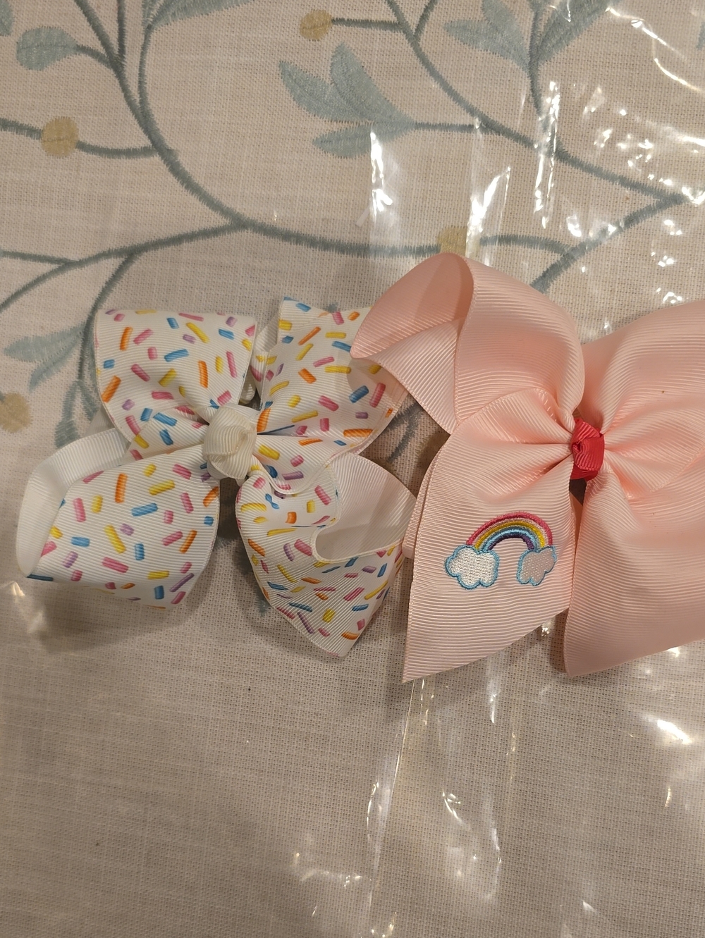 2 Girls Pink & Rainbow Bow Hair Clip - Kids Accessories